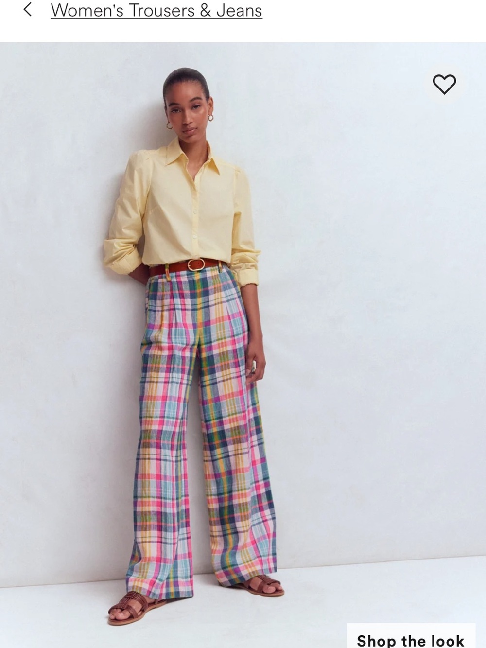 Boden madras plaid Kensington linen Pastel Plaid Wide-Leg Trousers -